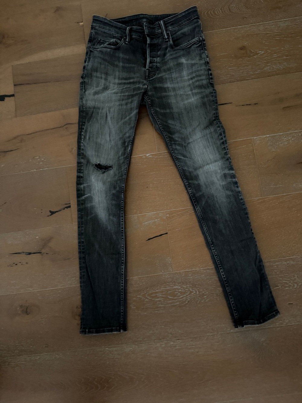 ALL SAINTS Dark Wash Distressed Skinny Jeans